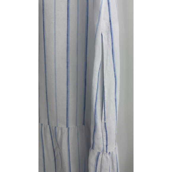 J. Jill Love Linen Sleeveless Tiered Maxi Dress Medium Petite Coastal Beach - Picture 13 of 16